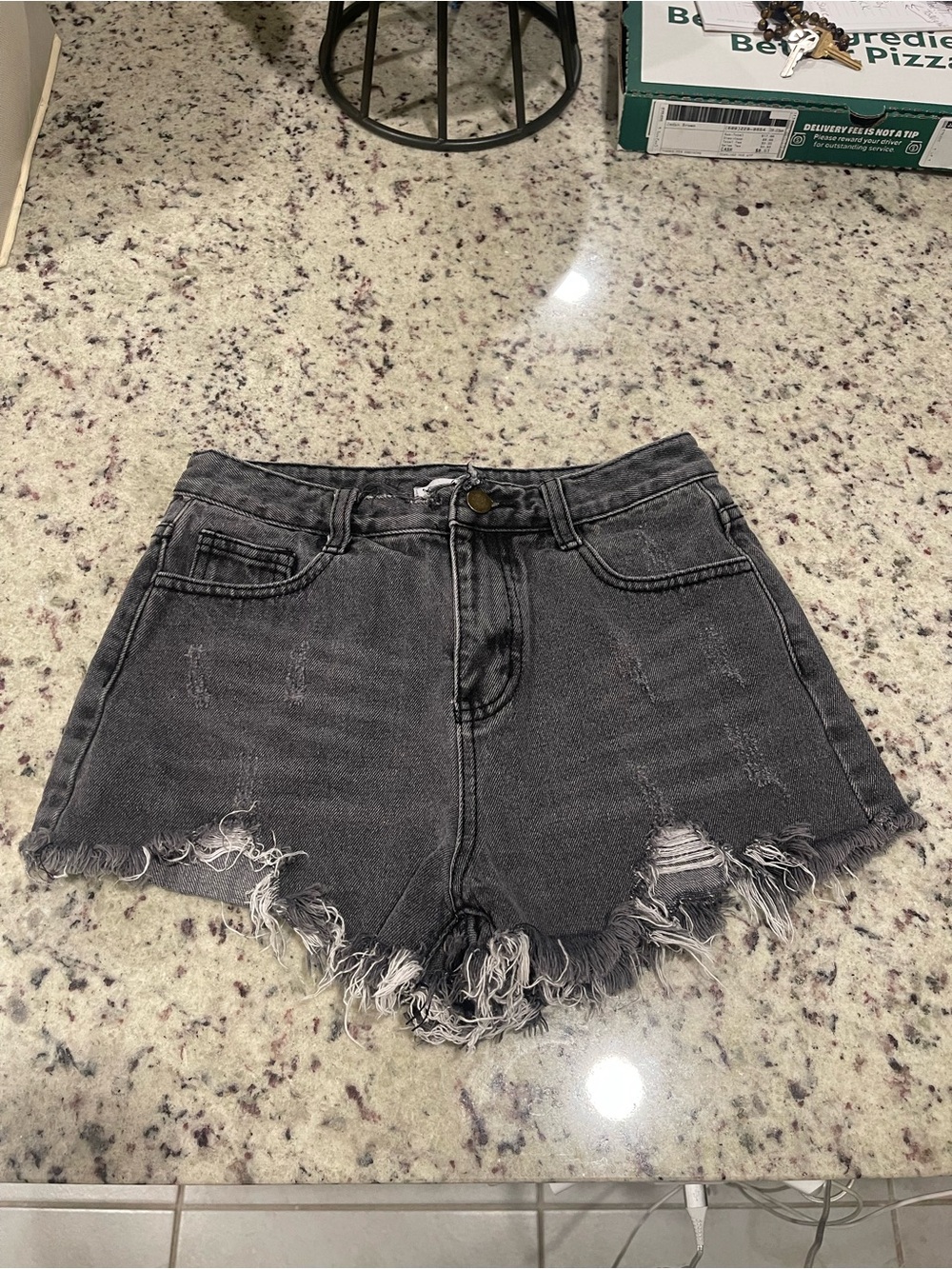 Women’s Black Distressed Denim Jean Shorts